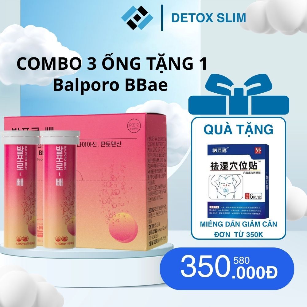 combo 3 ống tặng 1 sủi Balporo BBae Hàn Quốc, hỗ trợ giảm cân, phân phối độc quyền bởi BBae Lab