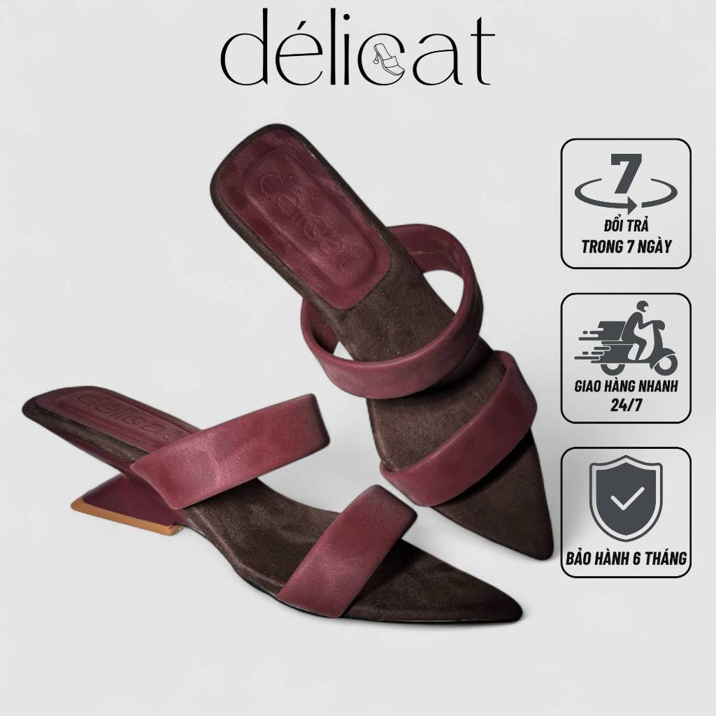 Guốc nữ Délicat gót xuồng 2 quai ngang mũi nhọn sang trọng tinh tế D253