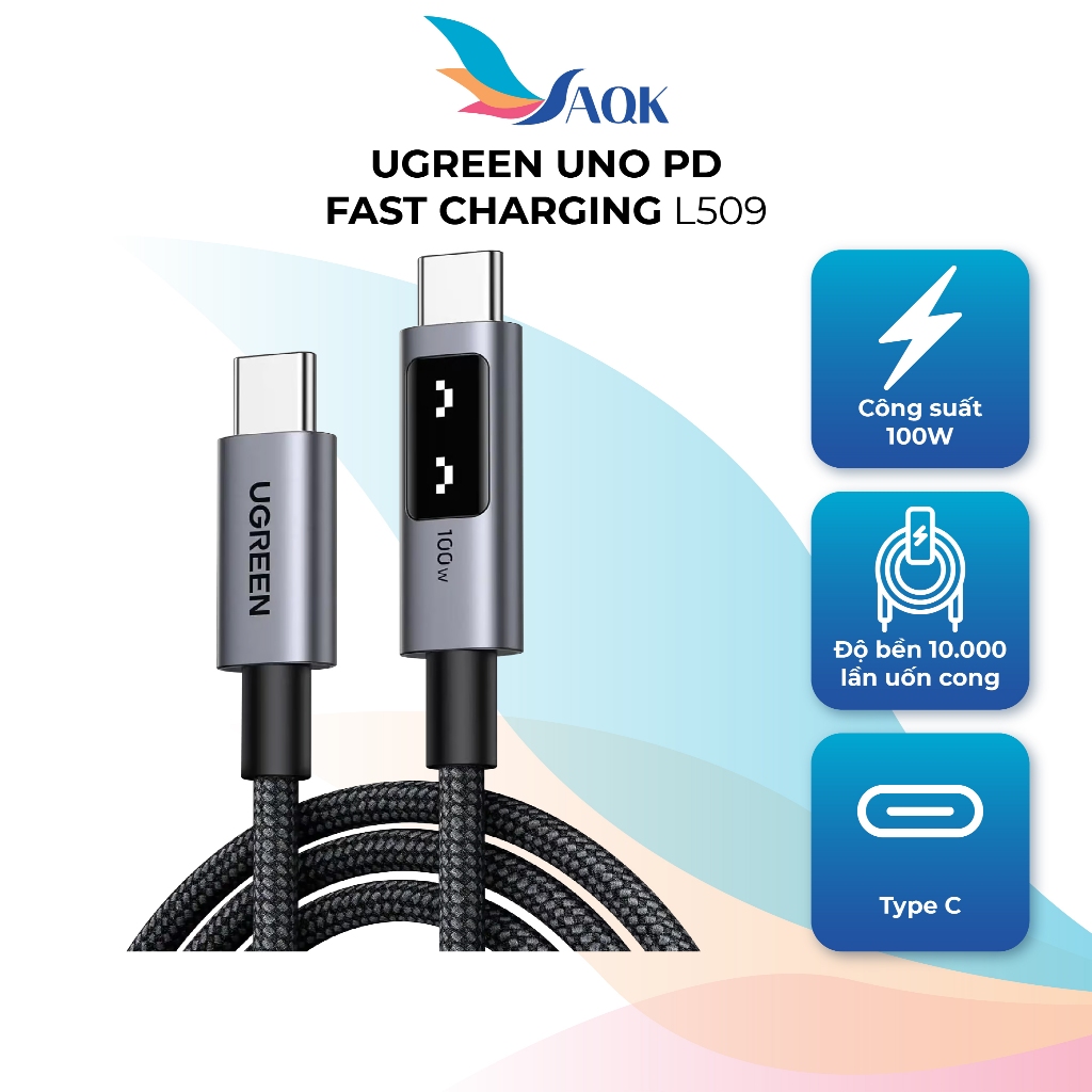 Cáp USB Type-C to Type-C Ugreen Uno PD Fast Charging L509 - Hàng chính hãng