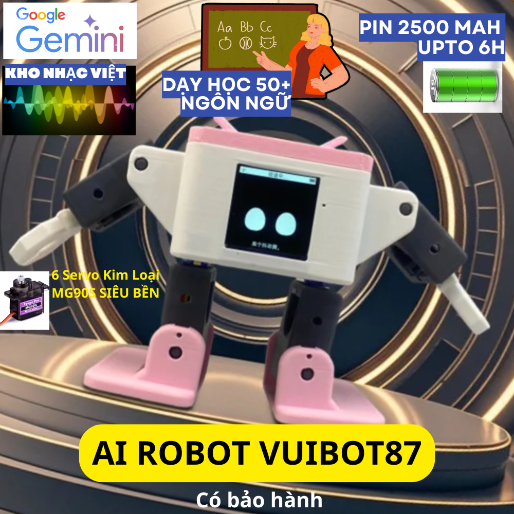 Đồ chơi AI VuiBot87 Robot AI nhảy, giao tiếp,10+thứ tiếng DeepSeek,Gemini Pro,Wifi ,trợ lý ảo Mini,m