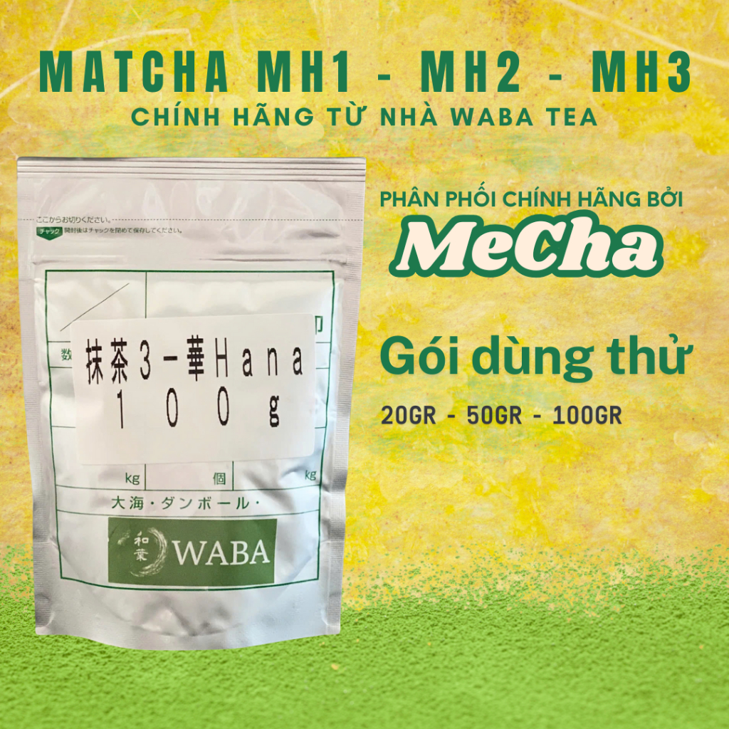 Matcha MH1 - MH2 - MH3 gói 100gr chính hãng từ WABA TEA