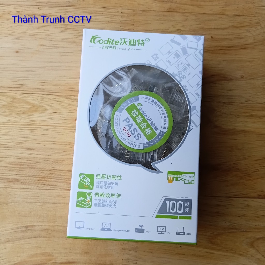 Đầu mạng Rj45 Cat6 Codite, đầu bấm cáp mạng cat6 , Đầu RJ45 cat6