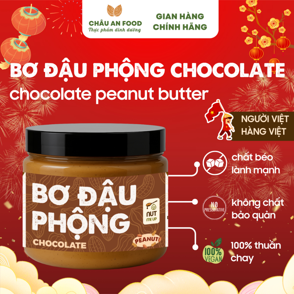 Bơ Đậu Phộng Socola, Bơ Đậu Phộng Chocolate Eat Clean, Chocolate Peanut Butter RAW Năng Lượng 100% N