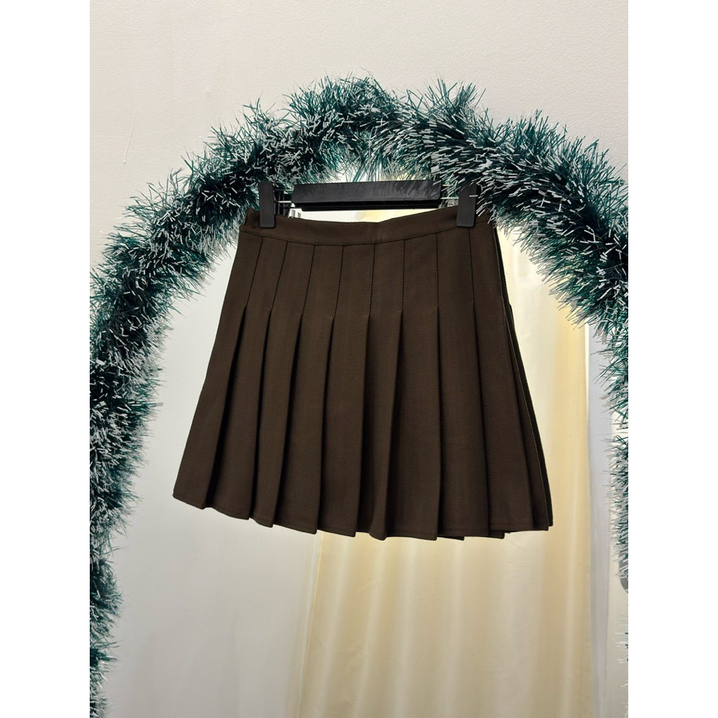 Chân Váy Dạ Xếp Ly DOVIE STUDIO - Brown Skirt