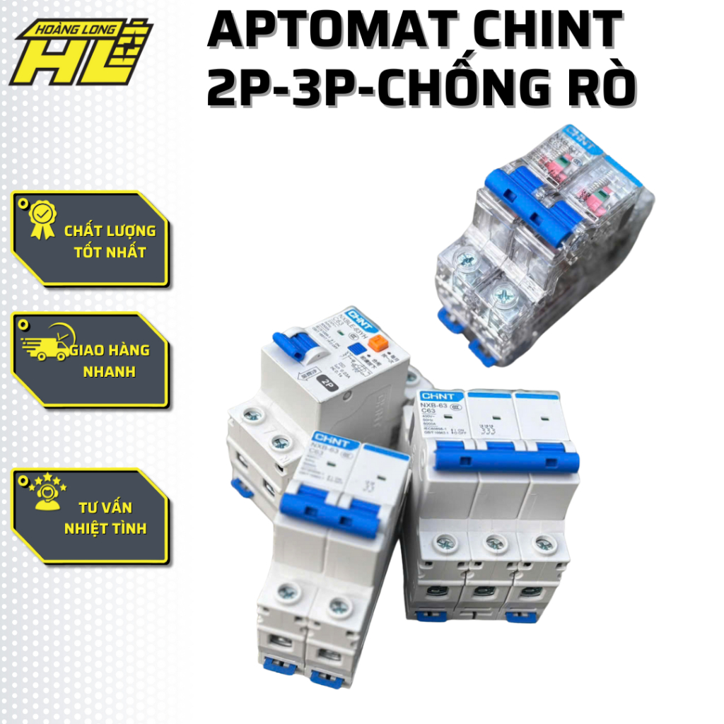 Aptomat CHINT 2P - 3P và chống rò RCBO
