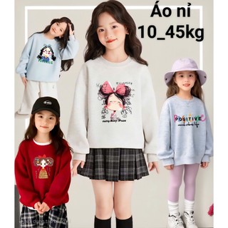 Áo Nỉ Dài Tay Cho Bé 10-40kg, Áo  Sweater Thu Đông chất nỉ mềm, dày dặn, áo bomber bé gái