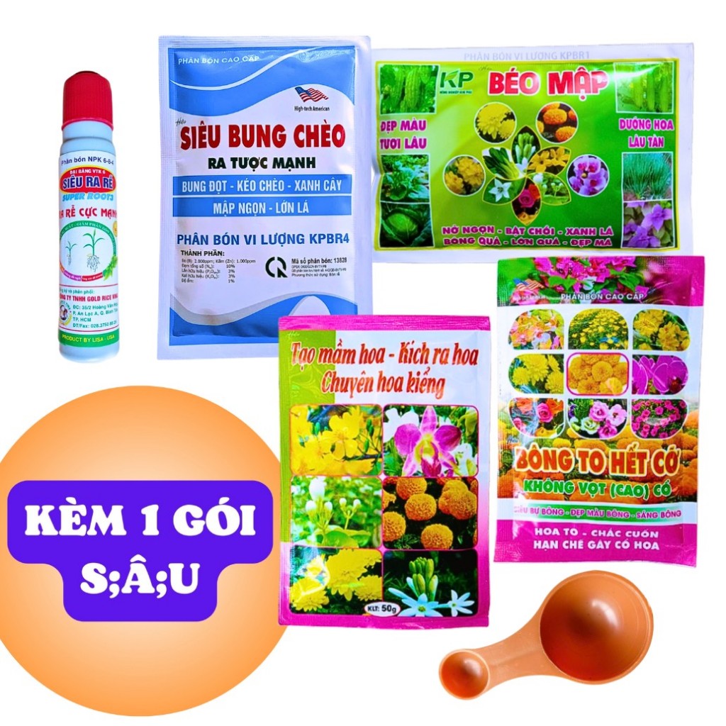 [Combo 6] Sản phẩm phân bón chuyên vạn thọ và cây cảnh lấy hoa (root3, SBC, BM, TMH, BTHC,) (Cb6-10)