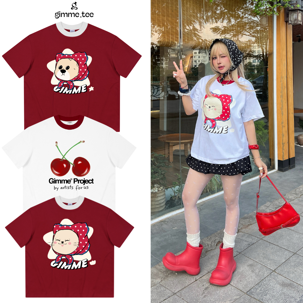 [TẾT 2026] Áo Thun Tết Boxy Gimme - ĐỎ CẢ NĂM - Premium Cotton 250gsm - Áo Thun Unisex - GMBX35