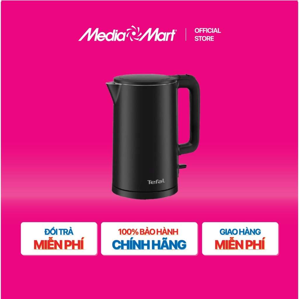 [MEDIAMART] - Bình siêu tốc inox 2 lớp 1,5L Tefal Colour KO1408E0-Black - FREESHIP,Bảo hànhchínhhãng