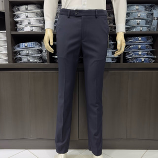 Quần âu nam Owen màu xanh tím than regular fit tăng đơ 2 cạp vải poly QRT252480