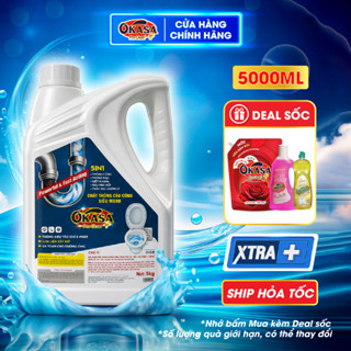 Nước thông cống OKASA 5KG siêu mạnh, thông tắc nhanh cống, bồn cầu, lavabo, phân hủy dầu mỡ, tóc và mọi chất thải.