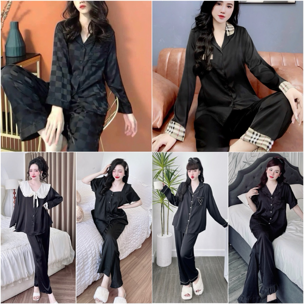 Đồ Bộ Lụa Bigsize Cao Cấp - Chất Lụa Mềm Mịn Mát - Rũ Mượt - Full Đen