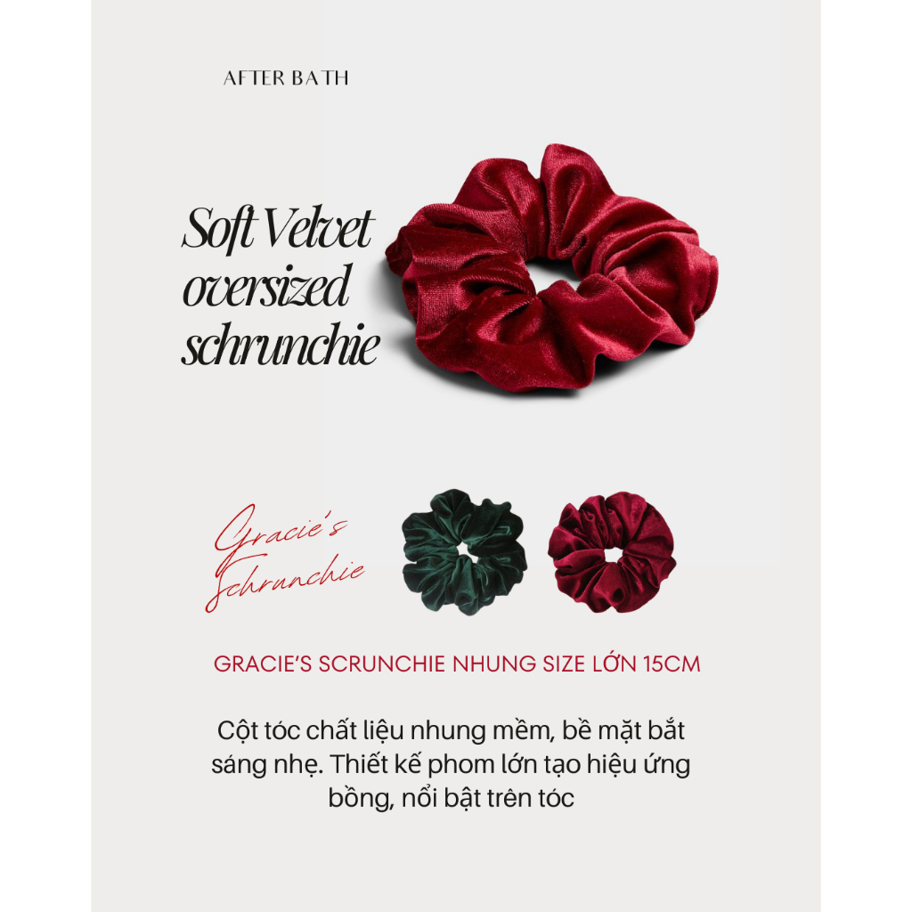 After Bath - Soft Velvet Oversized Scrunchie Size lớn 15cm