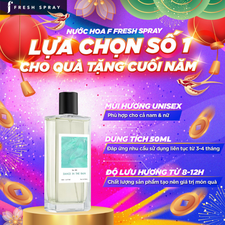 Nước hoa F fresh spray Dance in the rain No.002 EDP 50ml - Hương Hoa và Cỏ Cây Tinh Tế, Ngọt Ngào, N