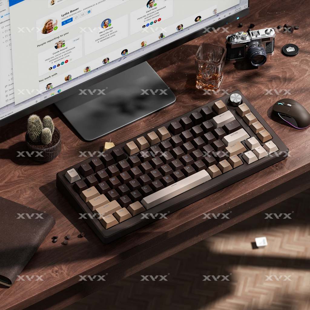 Keycap Xuyên Led Womier Mocha Mouse PBT Double Shot Retro Cherry Profile 133 Phím