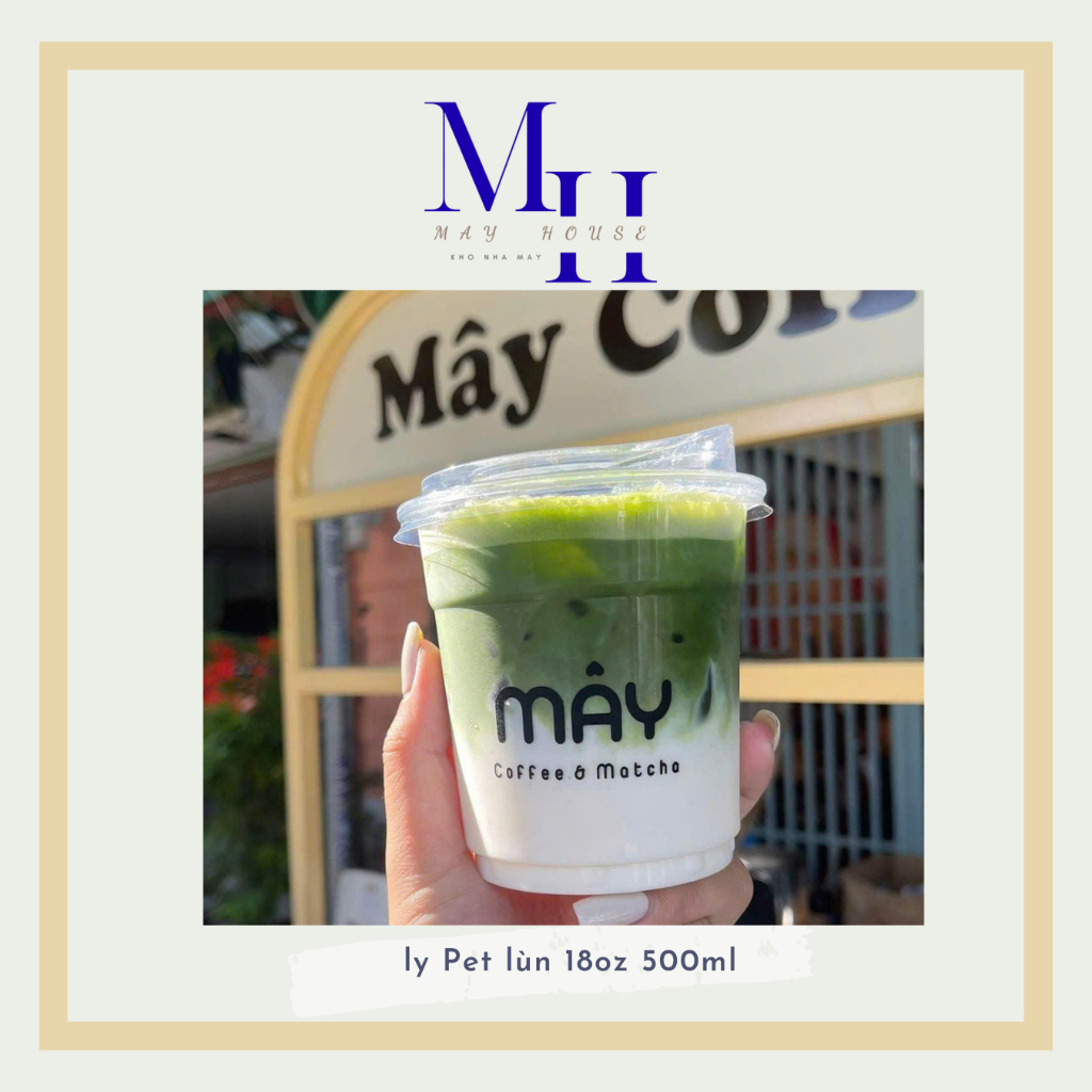 🔥 SET 50 LY NHỰA PET LÙN 18OZ 500ML LOẠI DÀY – KÈM NẮP 🔥