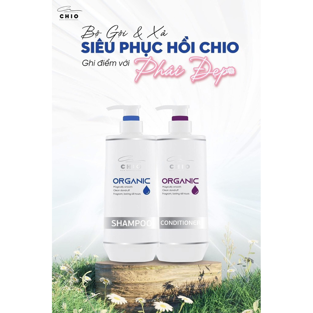 Cặp dầu gội CHIO phục hồi hư tổn chuyên sâu chống rụng tóc giúp tóc mềm mượt