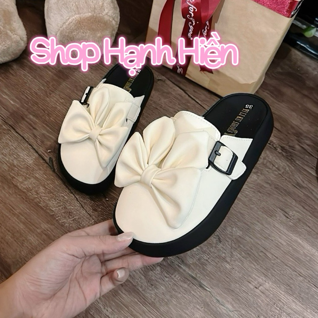 Dép sục Nữ bít mũi Shop Hạnh Hiền kèm thỏ xinh xắn mũi tròn cao 3cm da mềm nhẹ chân chuẩn size trẻ trung năng động SUC1