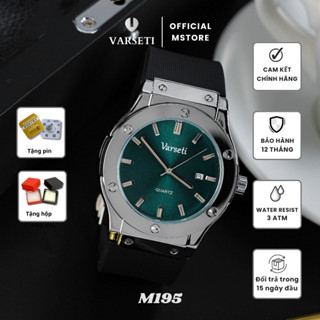 Đồng hồ nam luxury Varseti Đồng hồ chuẩn mực đẳng cấp form hub dây silicon khóa bấm vỏ thép không gỉ - m195