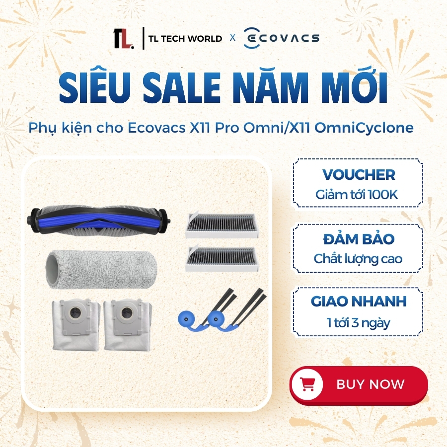 Phụ Kiện Ecovacs X11 Pro Omni/ X11 OmniCylone - Hàng Cao Cấp, Chất Liệu Tốt 100% - TL Tech World