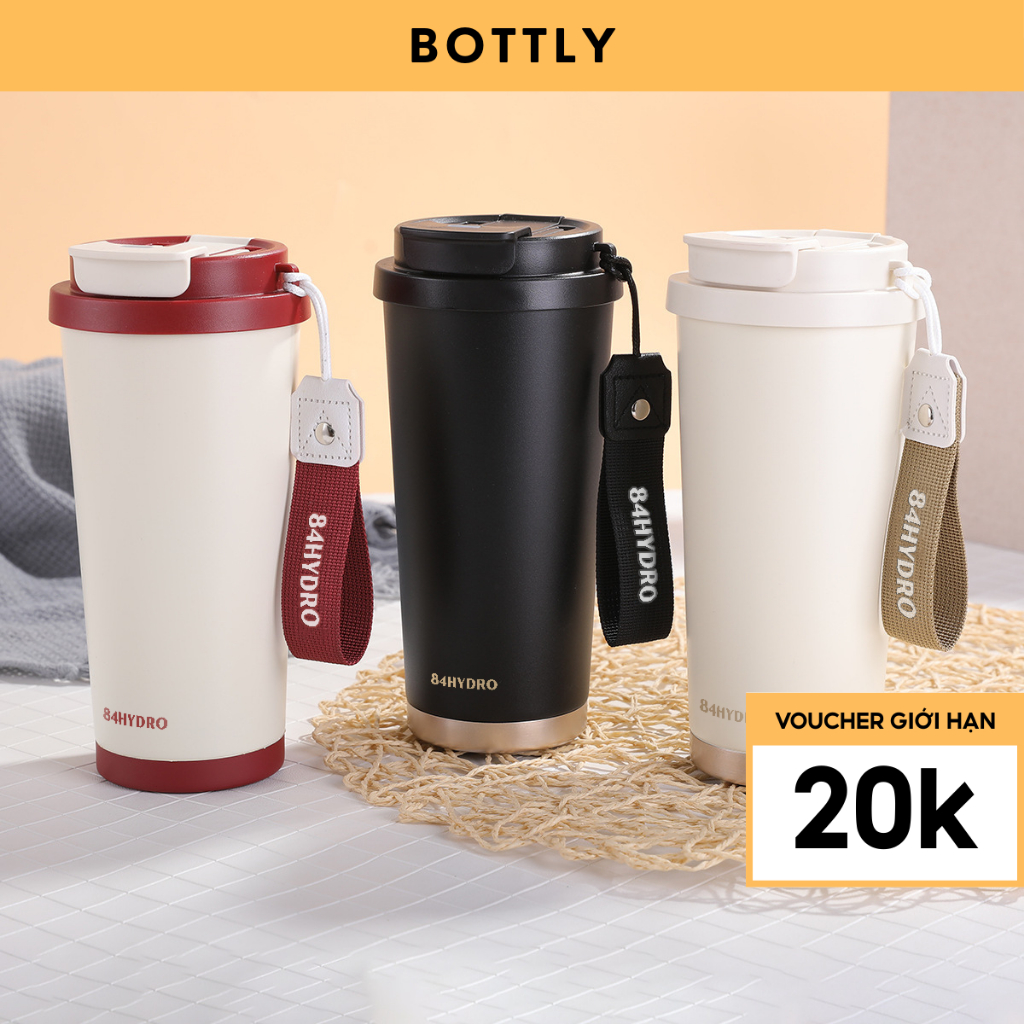 Ly giữ nhiệt tráng sứ cà phê 84C530C, dung tích 530ml, thiết kế mới tối giản, chính hãng 84HYDRO