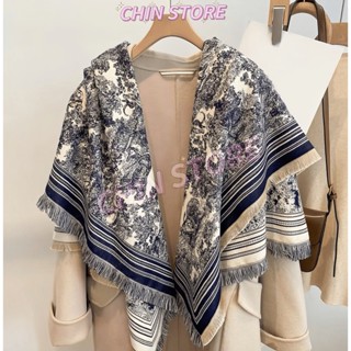 Khăn Choàng Cổ Nữ, Khăn Len Choàng Cổ Nữ Dày Cỡ Lớn, Khăn Choàng Tranh Phong Cảnh Hoa Văn