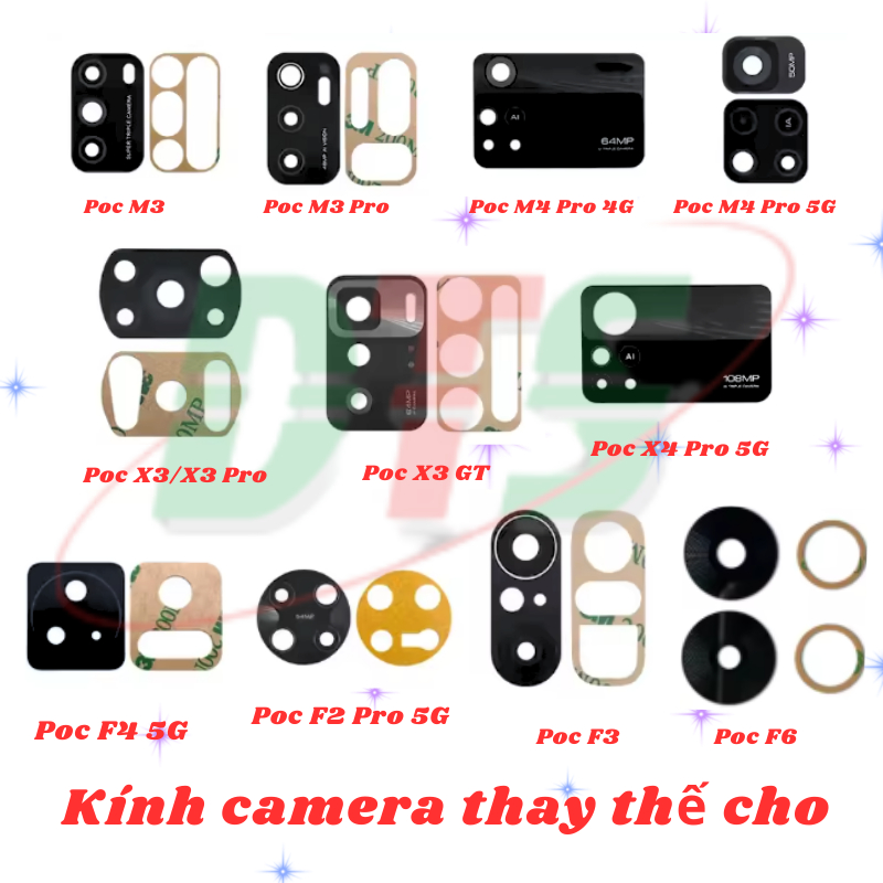 Mặt kính camera XM Poc M3/ M3 Pro/ M4 Pro 4G/ M4 Pro 5G sẵn keo dán