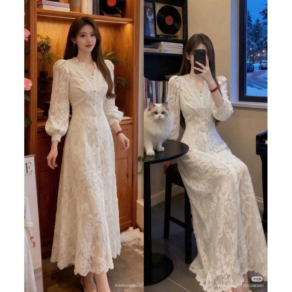 Váy ren dáng dài đi tiệc