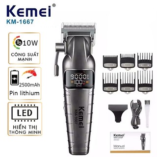 Tông đơ cắt tóc Kemei KM-1667, Động cơ kép Turbo tốc độ cao 9000 vòng/phút, Công suất mạnh 10W