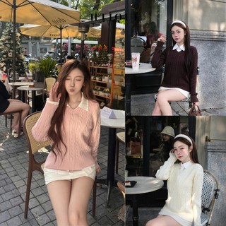   BST thu đông HTIQUE  - DEAL mở bán Áo len dệt kim basic siêu sang Áo len cổ tim nhiều tone màu tối giản dễ phối LA32 