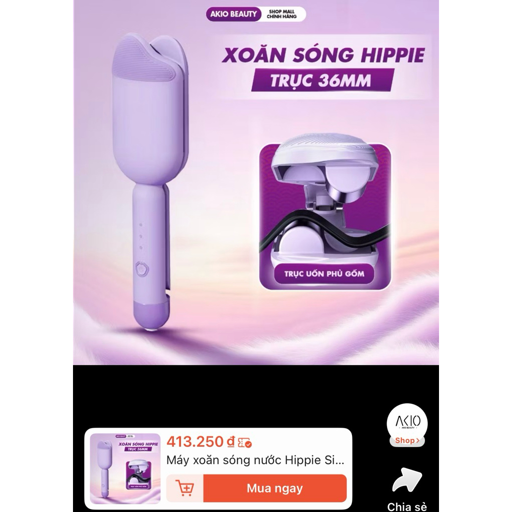 Thanh lý máy uốn tóc sóng xoăn Akio