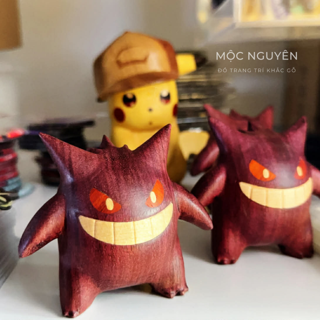 Tượng Gengar Pokemon Gỗ Thủ Công | Decor Bàn Làm Việc Độc Lạ | Quà Tặng Fan Pokemon