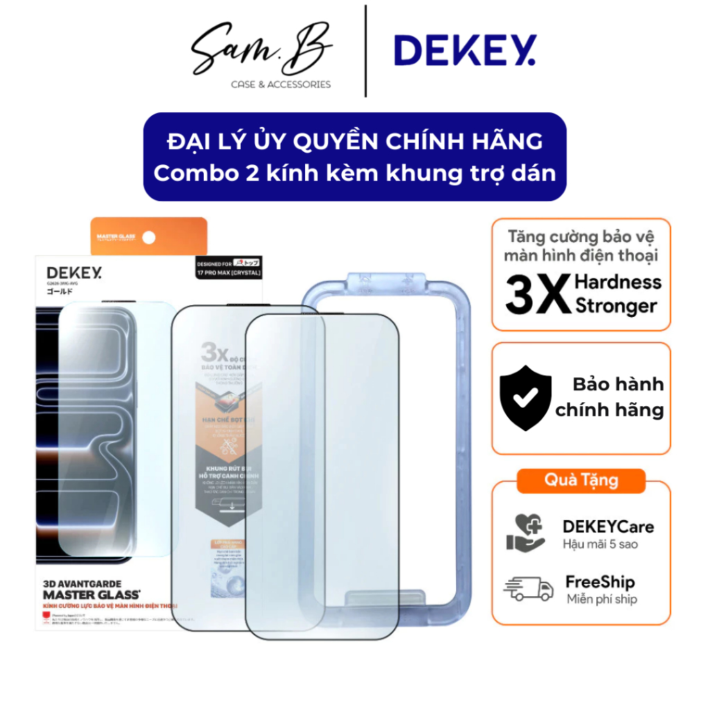 [Bộ 2 kính viền 3D siêu mỏng] - Kính cường lực chính hãng Nhật Bản DEKEY Avantgarde có khung dán