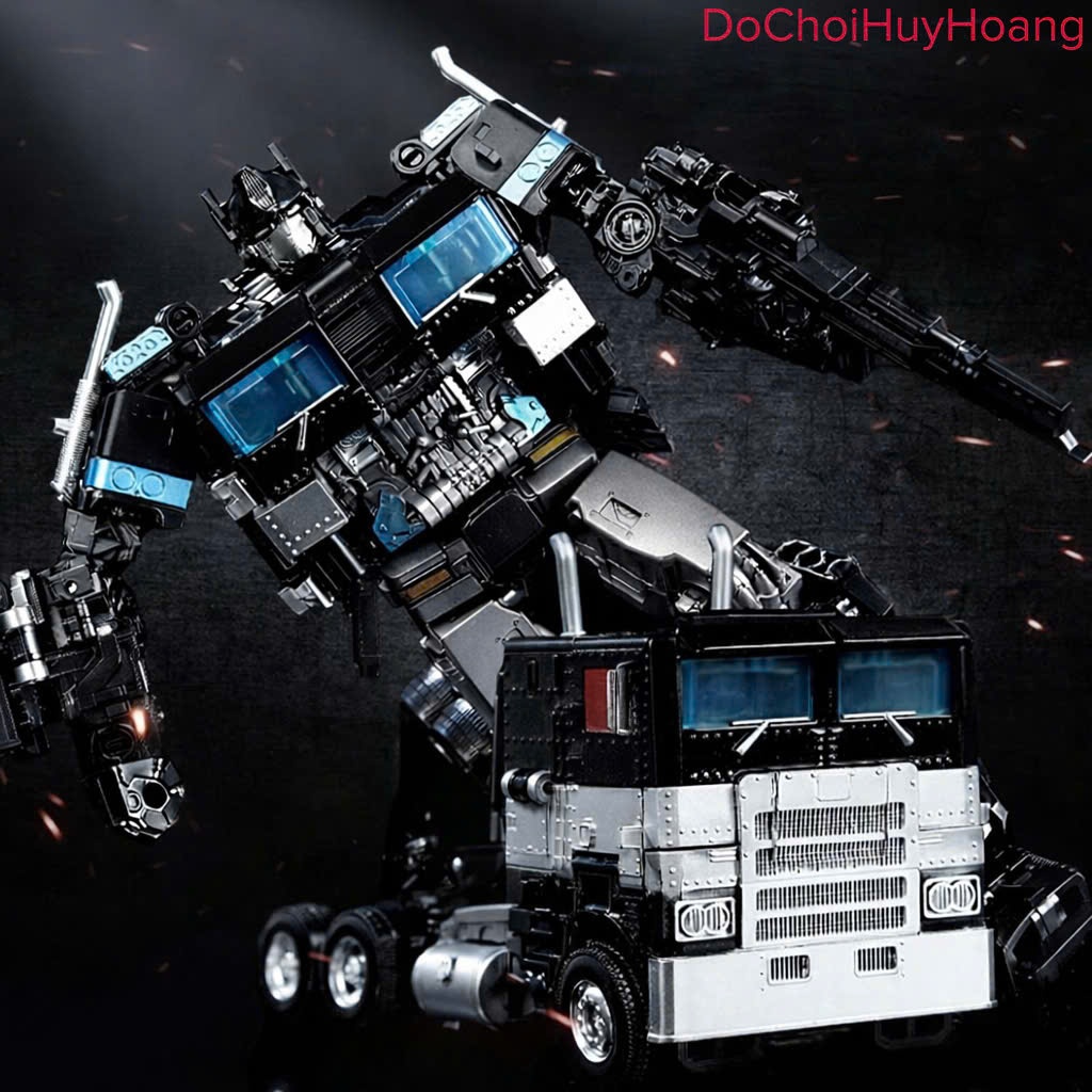 Mô hình transformation Optimus robot biến đổi thành xe container 21cm đen CX01