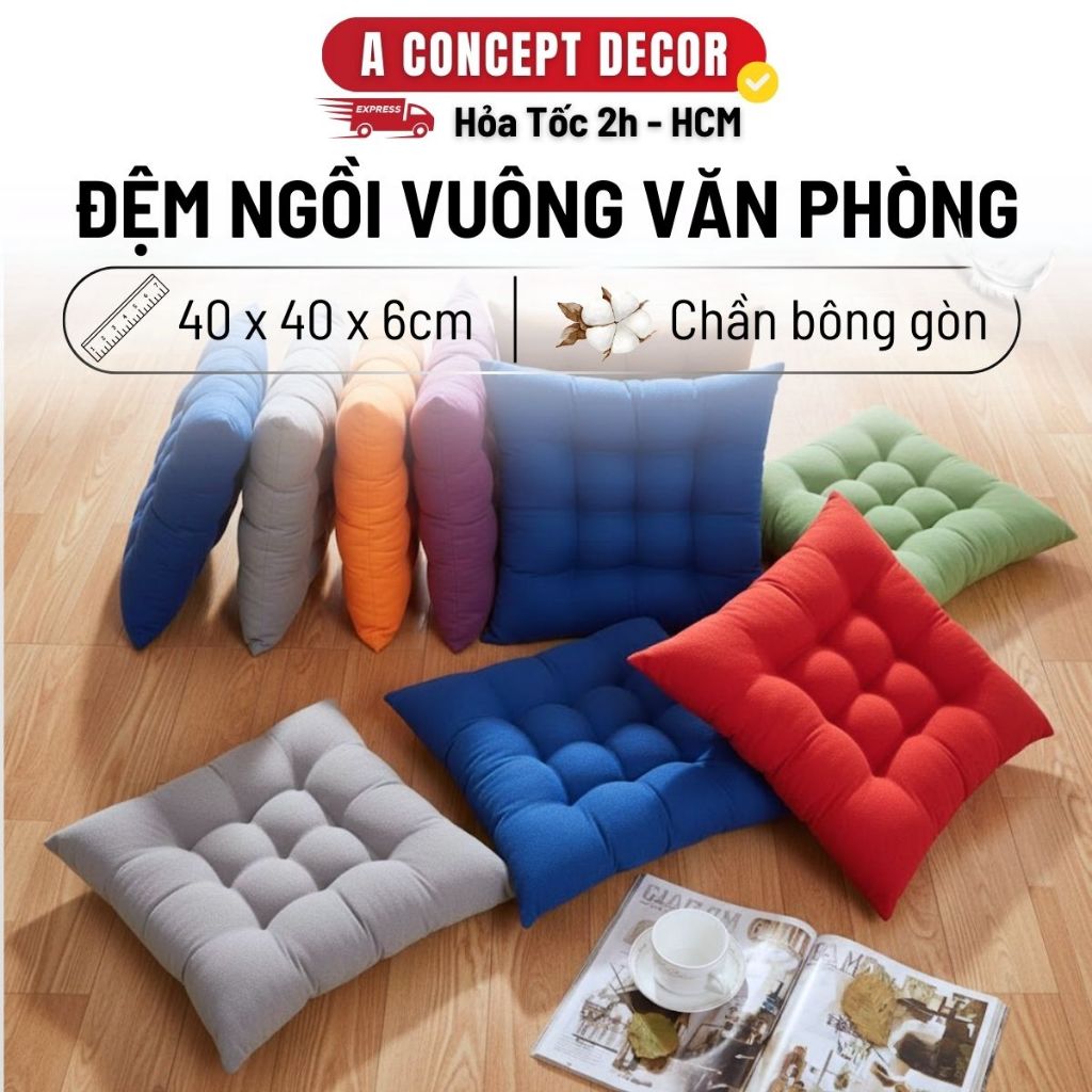 Đệm Ngồi Vuông A Concept Decor Miếng Nệm Ngồi Vải Nhung Cao Cấp Dày Êm miếng Lót Ghế Cho Văn Phòng N