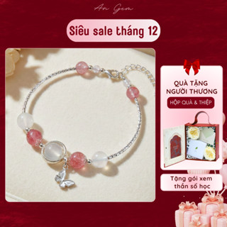  Vòng tay nữ bạc S925 đá tự nhiên An Gem mix charm bướm móc cài freesize lắc tay nữ đá phong thủy năng lượng hợp mệnh 
