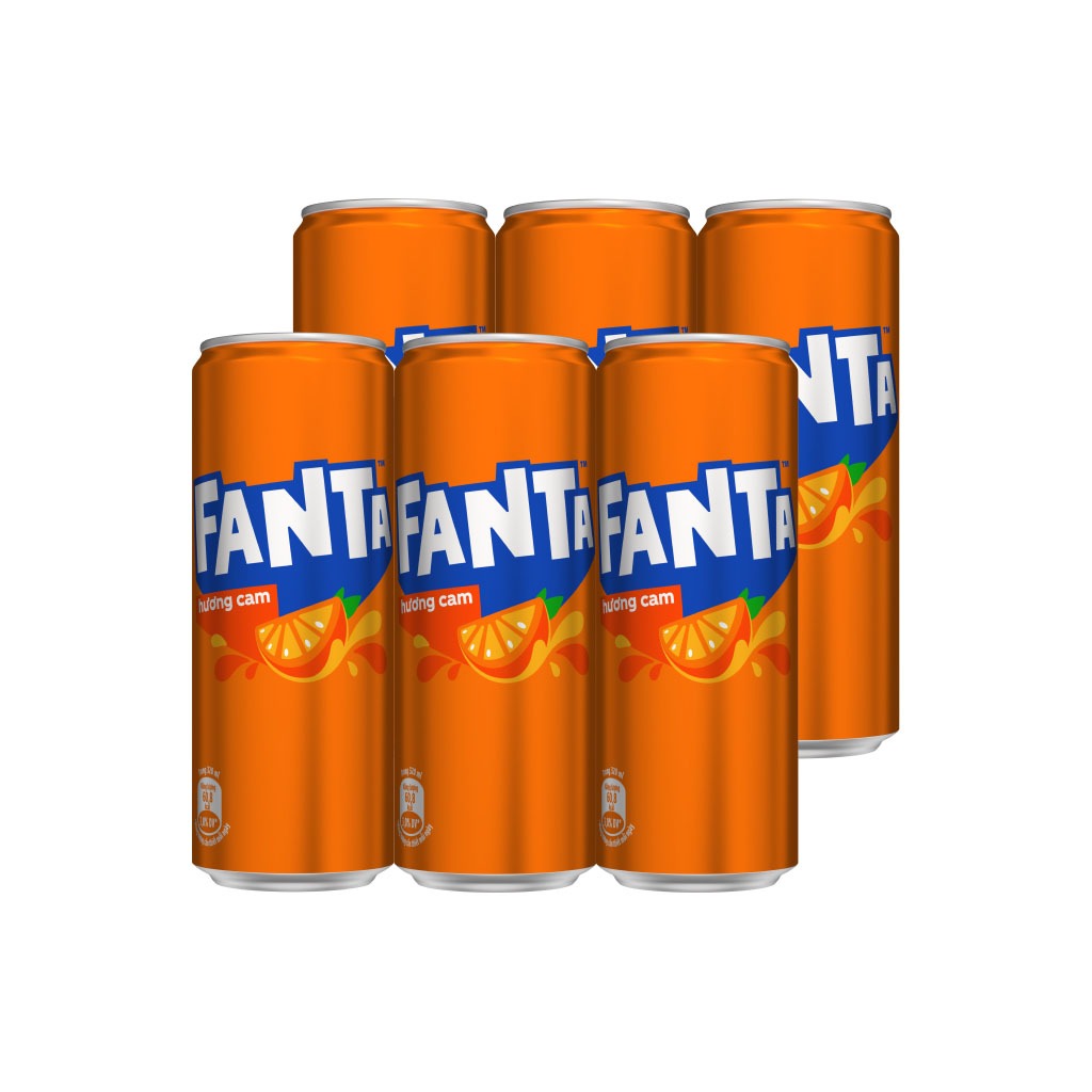 Fanta Cam - Lốc 6 lon 320ml – Vị Cam Tươi Mát, Thơm Ngon Sảng Khoái