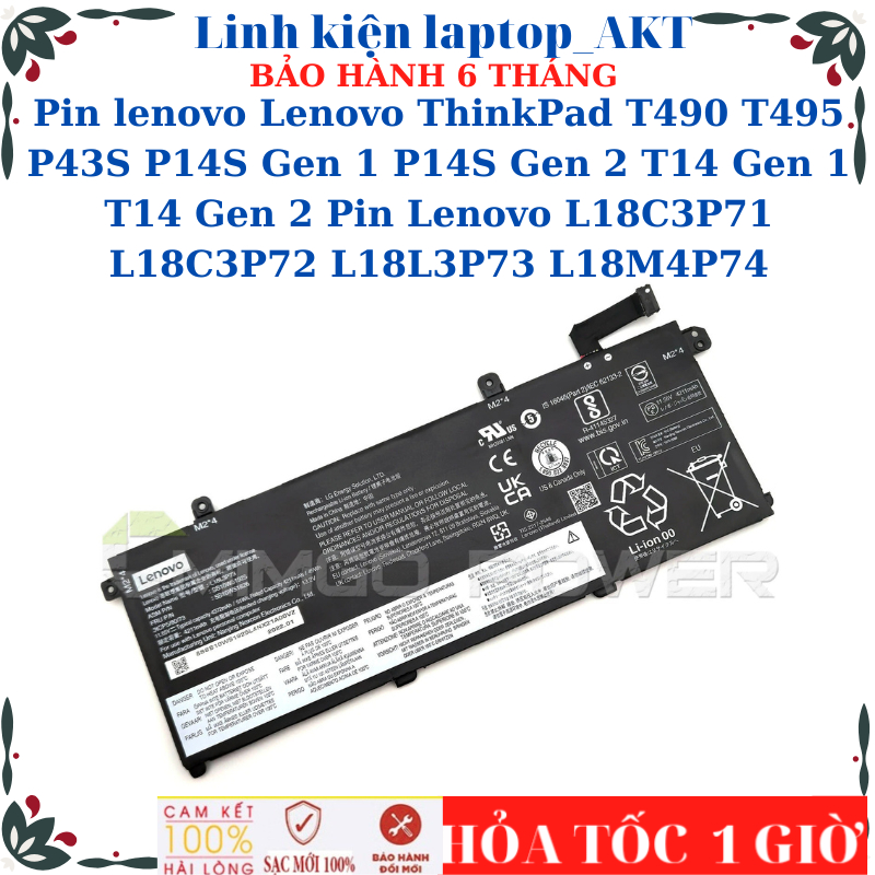 Pin laptop Lenovo ThinkPad T490 T495 P43S P14S Gen 1 P14S Gen 2 T14 Gen 1 T14 Gen 2 Pin Lenovo L18C3