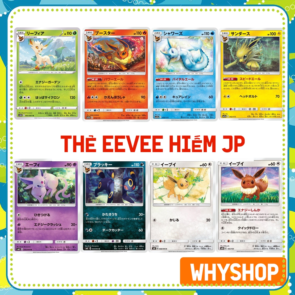 [Eevee] Thẻ Eevee evolutions hiếm cổ Chính hãng Nhật Bản - Pokemon Japanese