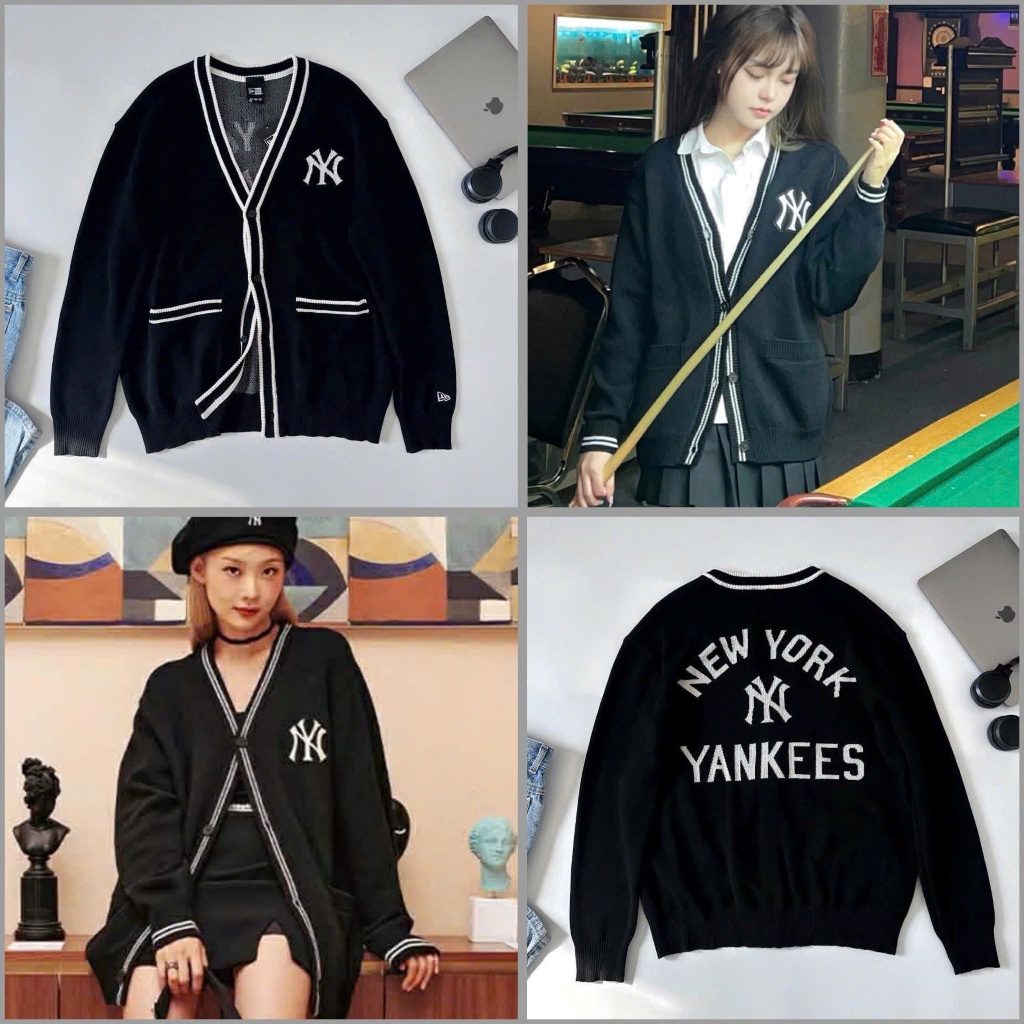 [CHÍNH HÃNG] Áo khoác Len CARDIGAN NEW ERA x MLB NEYYAN BLACK 15743025* Áo Len New Era HÀNG CHÍNH HÃ