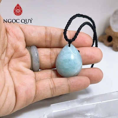 Mặt dây chuyền Aquamarine - Mặt dây chuyền giọt nước Aquamarine thô ( sớ và tạp nhiều) - Ngọc Quý