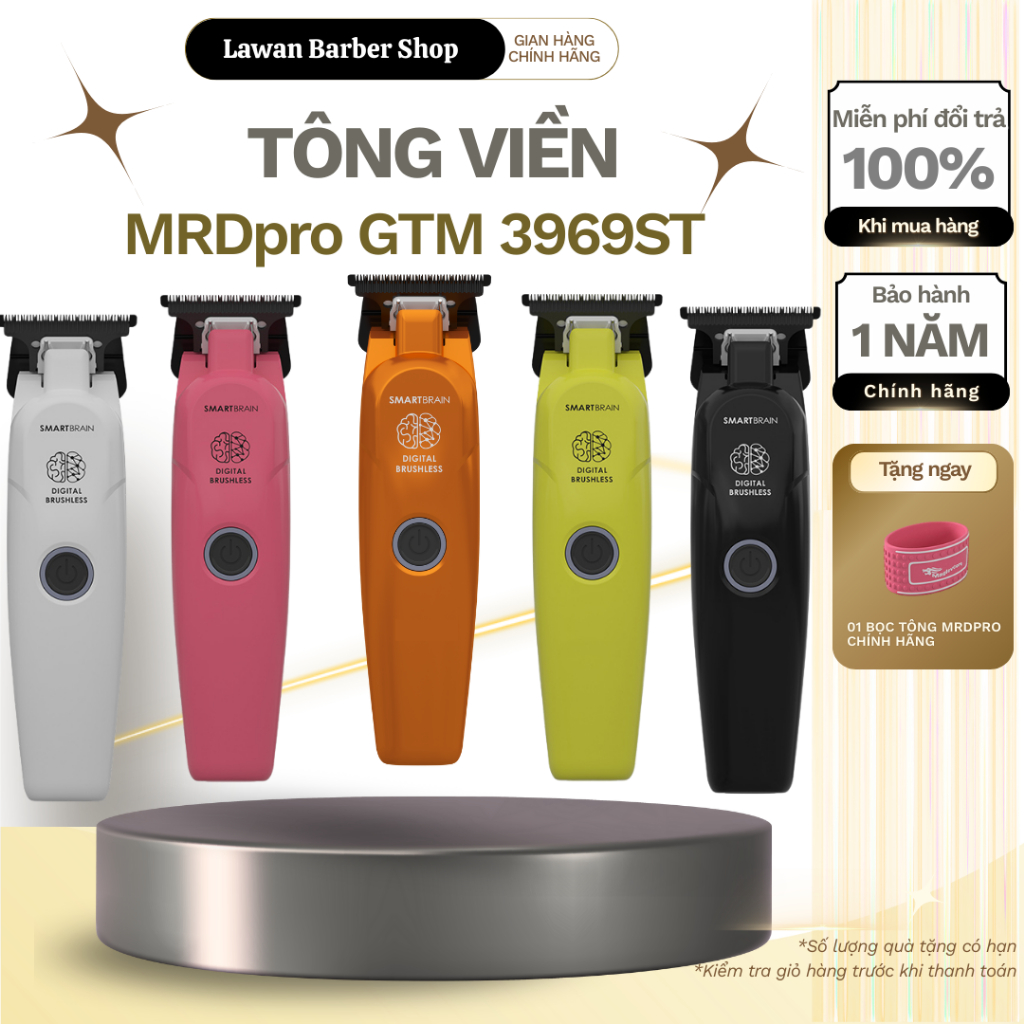 Tông Đơ Bấm Viền MRDPRO GMT 3969ST Cắt Sát, Viền Nét, động cơ không chổi than 7500 vòng/phút