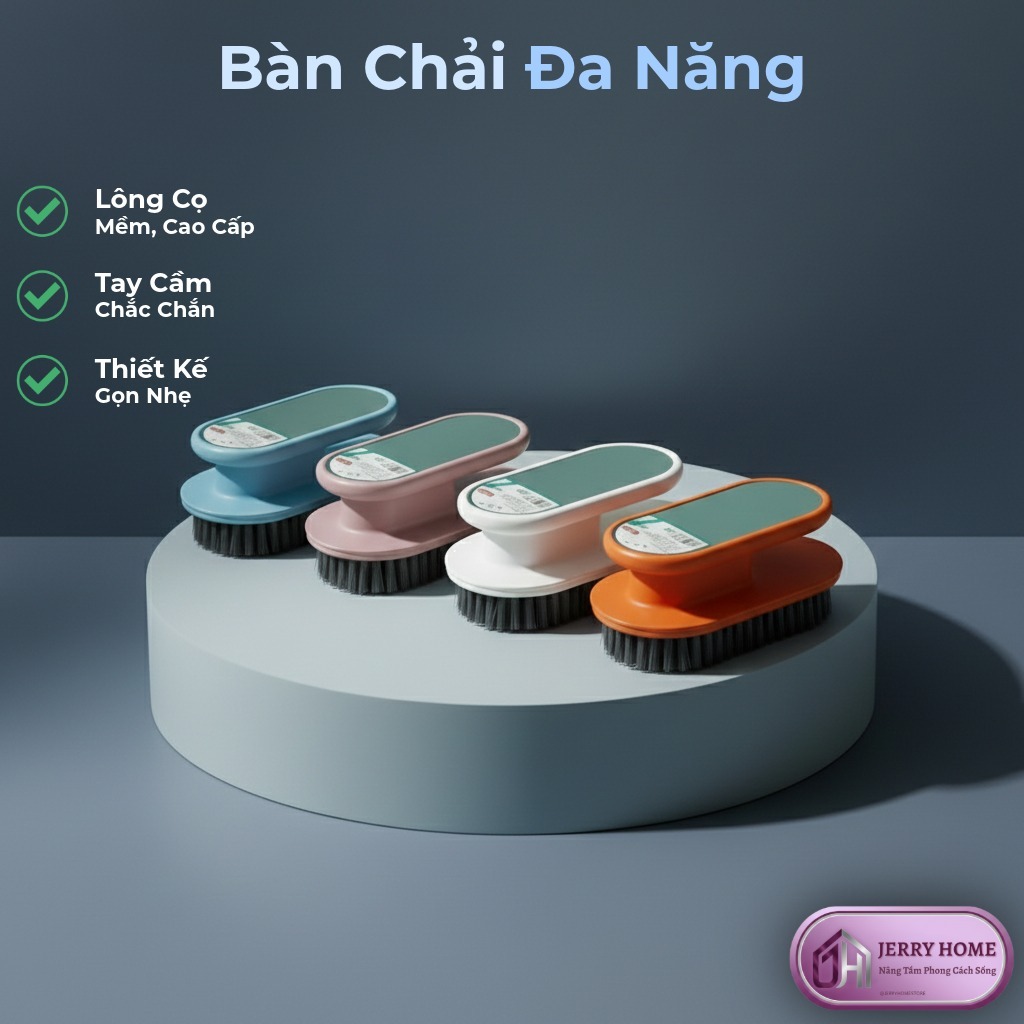 Bàn Chải Chà Giày Đa Năng, Tay Cầm Tiện Lợi, Chà Sạch Giày, Dép, Quần Áo, Lông Mềm Jerry Home