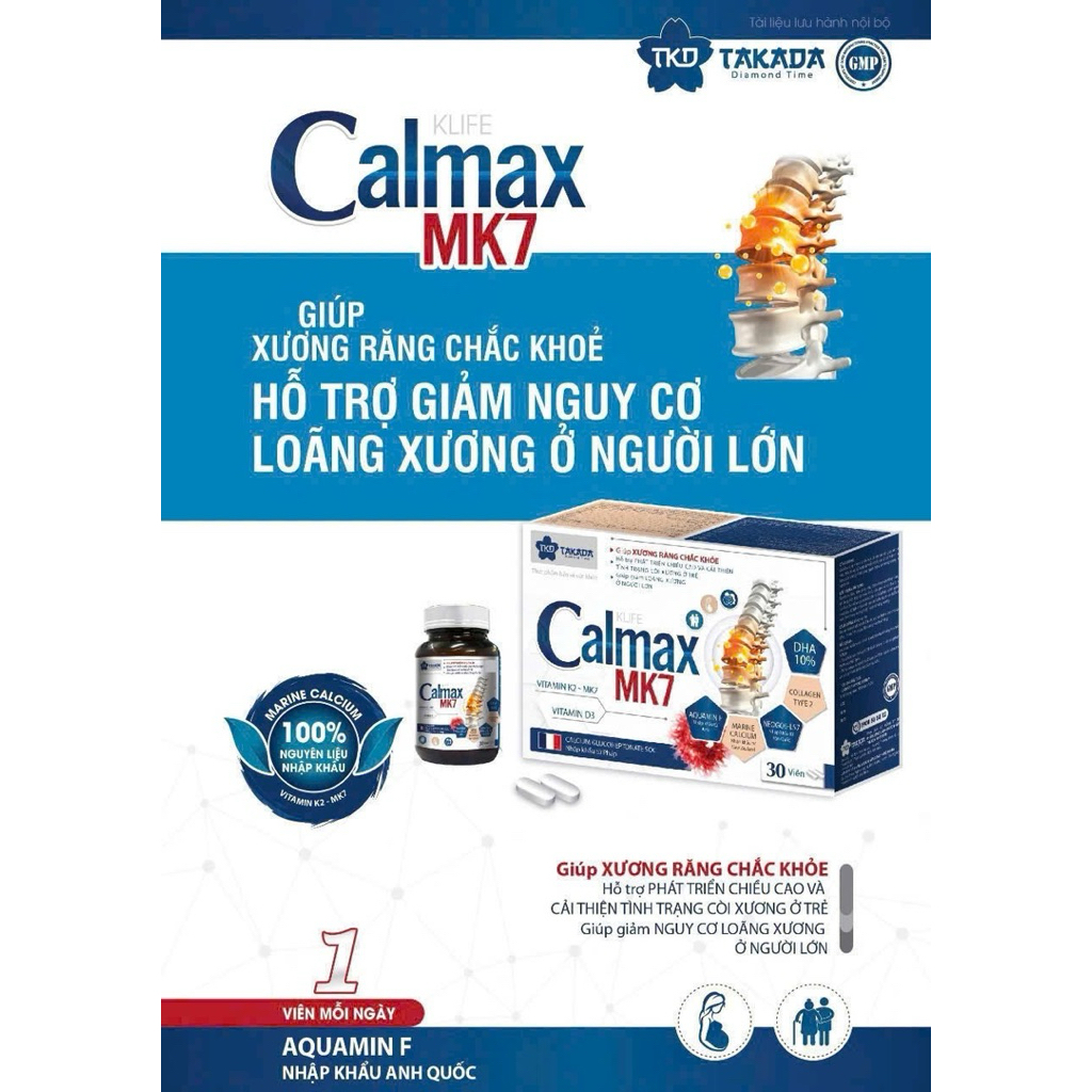 🦴 CALMAX MK7 – BỔ SUNG CANXI & VITAMIN K2, D3 (HỘP 30 VIÊN)