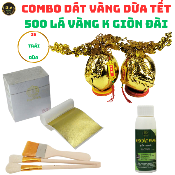 [DÁT VÀNG DỪA ĐẸP NHẤT] Combo Dát vàng 15 trái dừa chưng Tết 500 lá K GIÒN ĐÀI đẹp nhất trong các lo