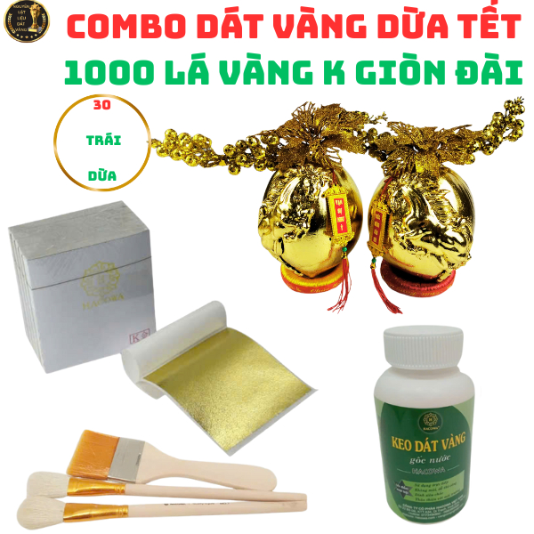[DÁT VÀNG DỪA ĐẸP NHẤT] Combo Dát vàng 30 trái dừa chưng Tết 1000 lá K GIÒN ĐÀI đẹp nhất trong các l