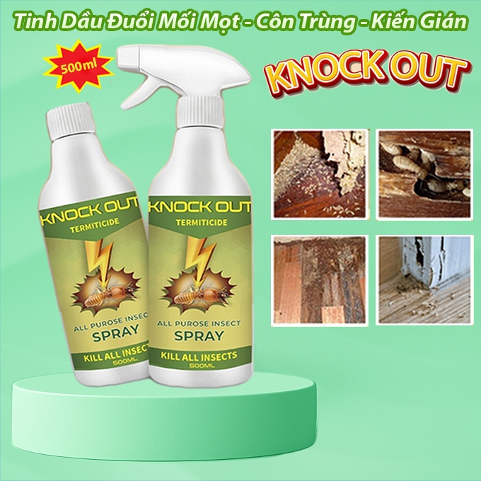 Xịt Diệt Mối Mọt & Côn Trùng Knock Out 500ml – Ngăn Mối Mọt, Kiến, Gián Hiệu Quả