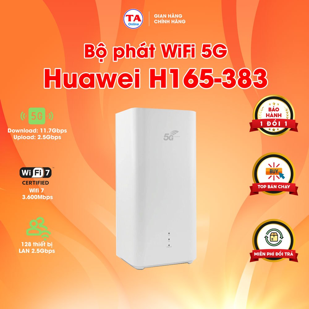 Bộ Phát Wifi 5G Huawei CPE 6 H165-383, Tốc Độ 5G 11,700 Gbps, Wifi 7 Tốc Độ 3600 Mbps