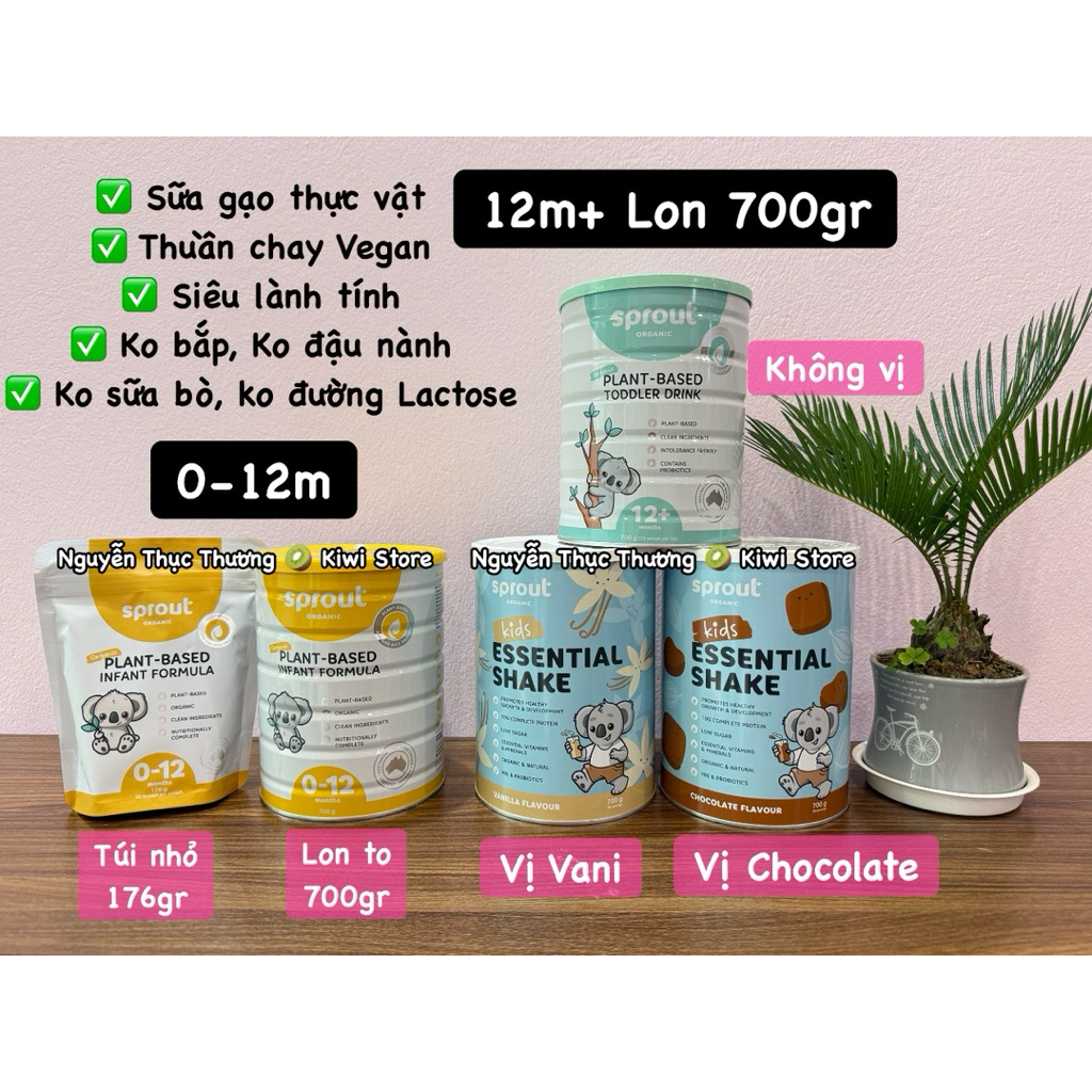 SỮA GẠO Sprout Organic thuần chay cho bé dị ứng đạm bò và bất dung nạp Lactose 700gr