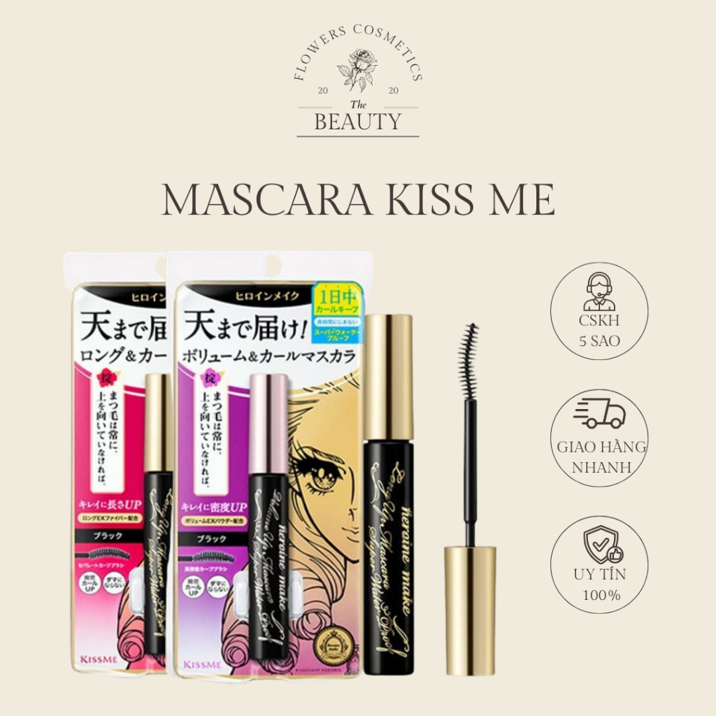 Mascara Kiss Me Không Lem Trôi, Giúp Nâng Cong Và Làm Dài Mi Kissme Mascara Long Up WP 6g - Flower.C